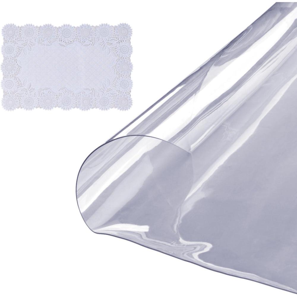 image:imageVEVOR Clear Table Cover Protector 48 inch1230 mm Round Table Cover 15 mm Thick PVC Plastic Tablecloth Waterproof Desktop Protector for Writing Desk Coffee Table Dining Room Table42 Round