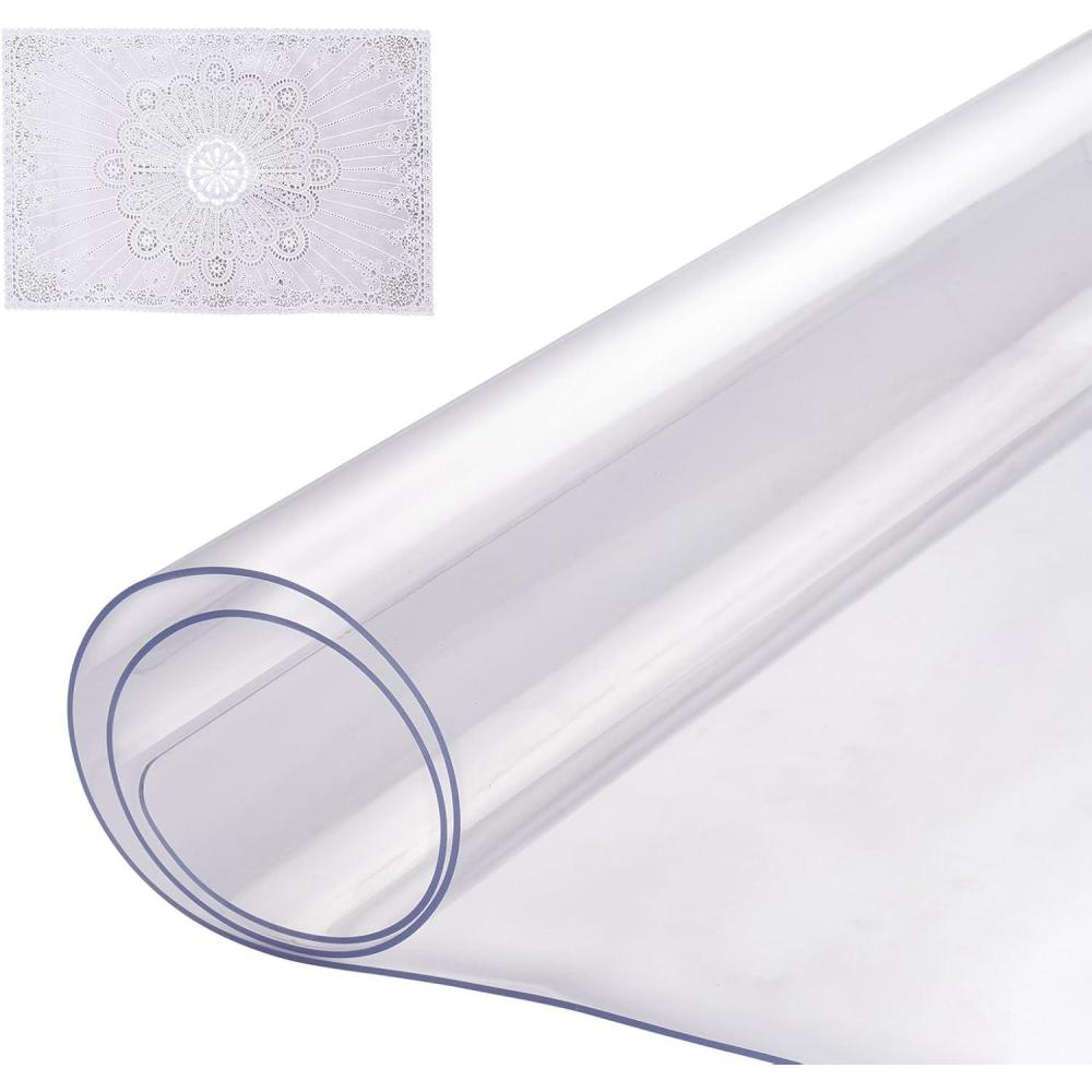 image:imageVEVOR Clear Table Cover Protector 48 inch1230 mm Round Table Cover 15 mm Thick PVC Plastic Tablecloth Waterproof Desktop Protector for Writing Desk Coffee Table Dining Room Table32 x 16 Rectangular