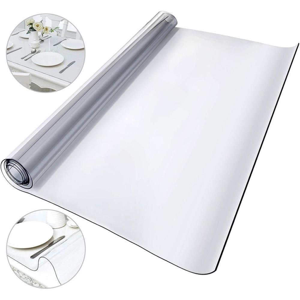 image:imageVEVOR Clear Table Cover Protector 48 inch1230 mm Round Table Cover 15 mm Thick PVC Plastic Tablecloth Waterproof Desktop Protector for Writing Desk Coffee Table Dining Room Table96 x 42 Rectangular
