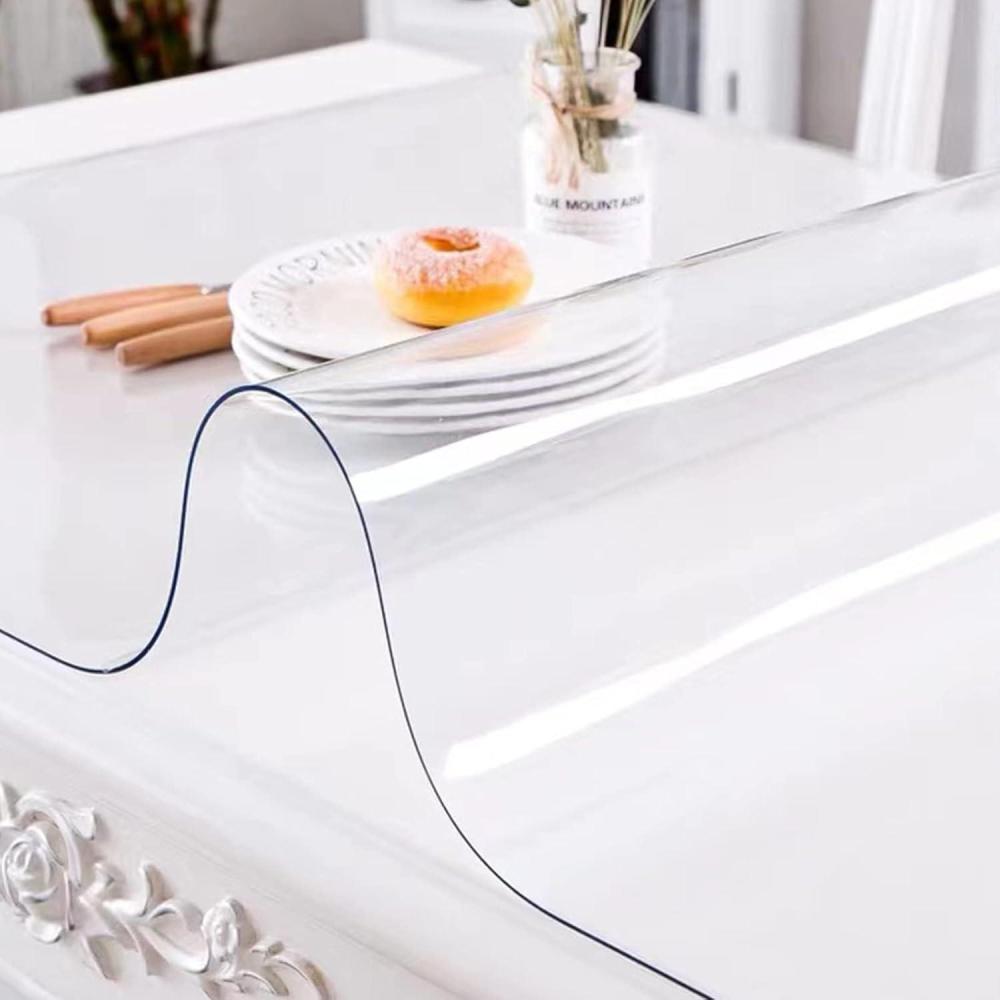 image:imageVEVOR Clear Table Cover Protector 48 inch1230 mm Round Table Cover 15 mm Thick PVC Plastic Tablecloth Waterproof Desktop Protector for Writing Desk Coffee Table Dining Room Table24 x 60 15 mm