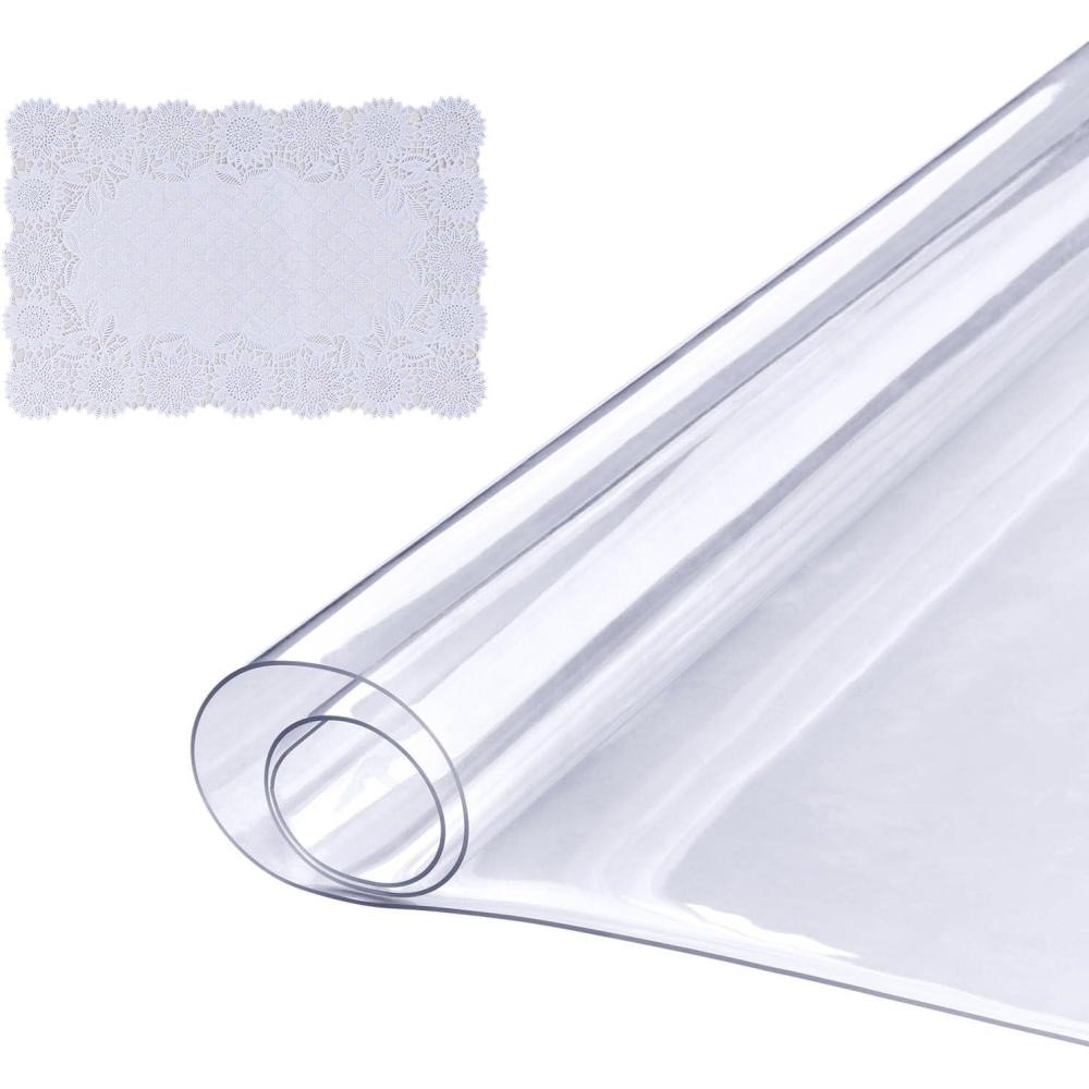 image:imageVEVOR Clear Table Cover Protector 48 inch1230 mm Round Table Cover 15 mm Thick PVC Plastic Tablecloth Waterproof Desktop Protector for Writing Desk Coffee Table Dining Room Table36 x 24 Rectangular