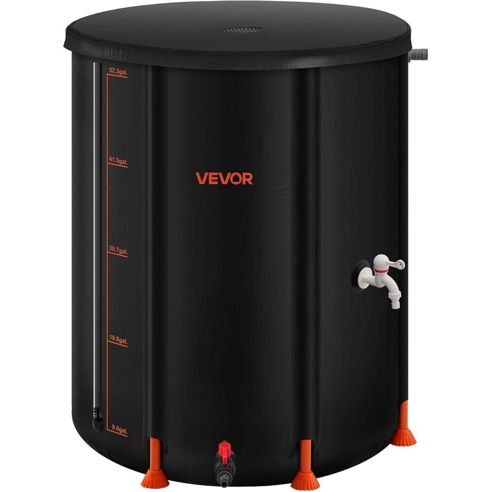 image:imageVEVOR Collapsible Rain Barrel 66 Gallon250 L Portable Rain Water Collection Barrel PVC Rainwater Collection System with Spigots and Overflow Kit Water Barrel for Garden Water Catcher2025black