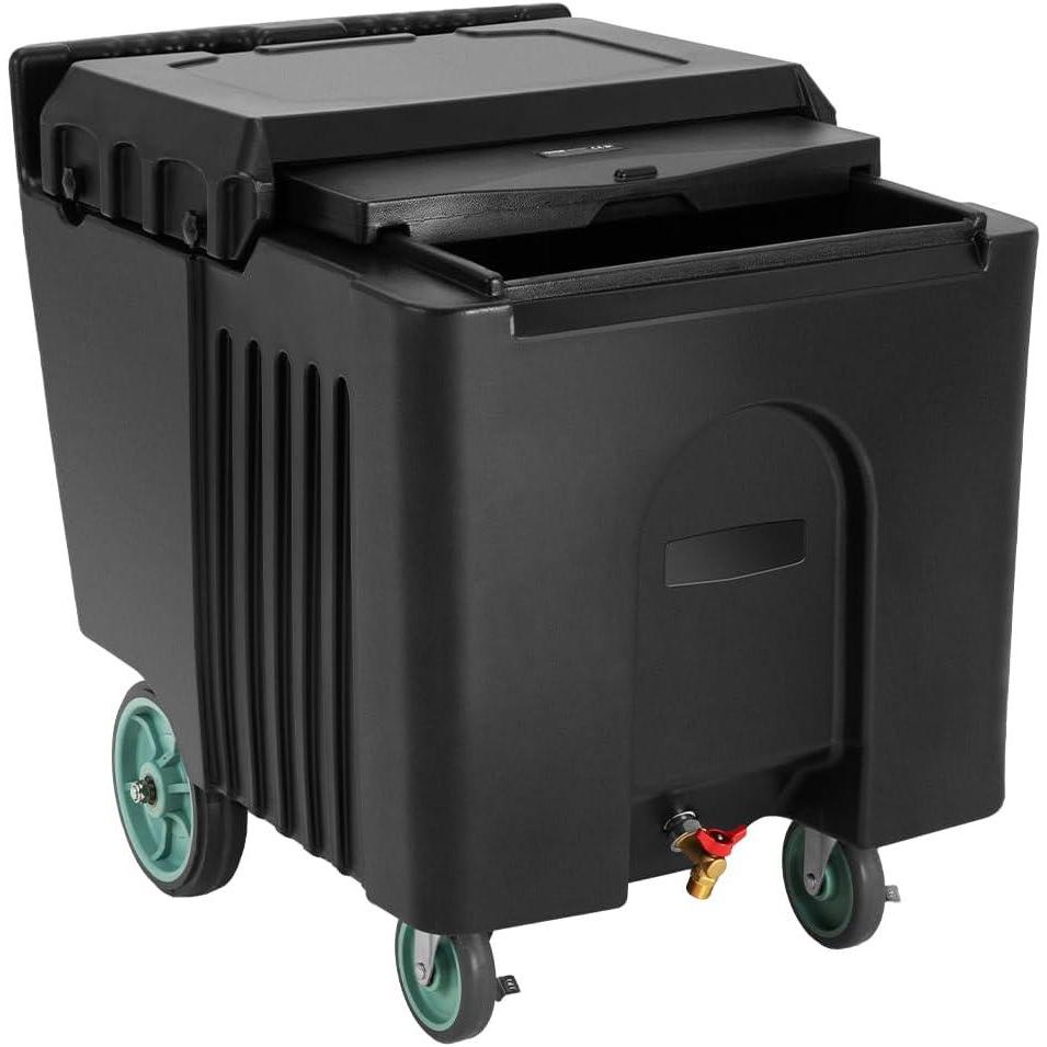 image:imageVEVOR Commercial Ice Bin Underbar Ice Bin Stainless Steel Ice Chest with Sliding Lid Bottle Holders Adjustable Bullet Feet Cooler Cart Cocktail Unit for Bar Restaurant Pub315 x 228 x 29 inch