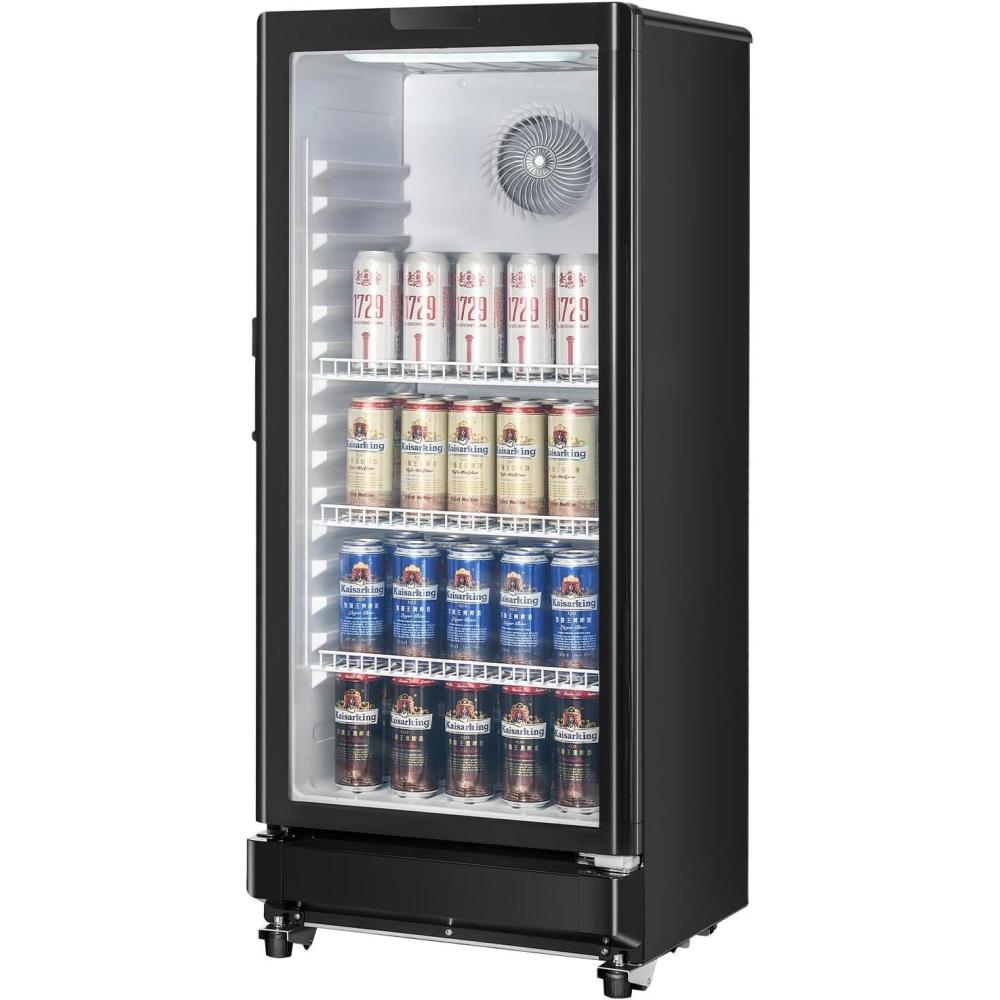 image:imageVEVOR Commercial Merchandiser Refrigerator 1147 CUFT Glass Door Display Refrigerator Upright Beverage Refrigerator Cooler Merchandiser with 4 Adjustable Shelves Casters Soft LED Light Black57 cuft