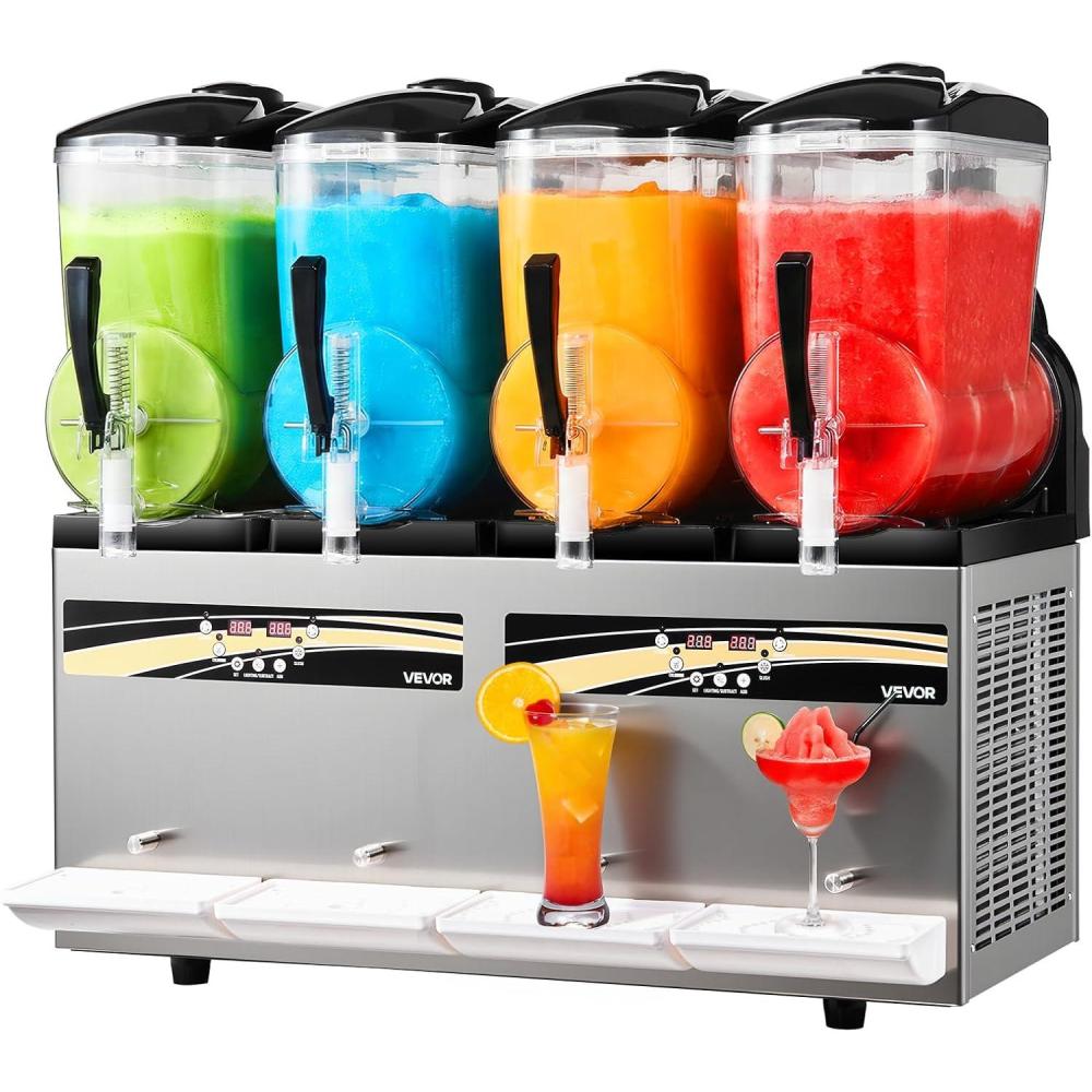 image:imageVEVOR Commercial Slushy Machine 12Lx2 Double Tank Frozen Drink Machine 96 Cups Stainless Steel Margarita Smoothie Frozen Drink Maker Slushie Machine for Home Party Restaurants Cafe Bars48L