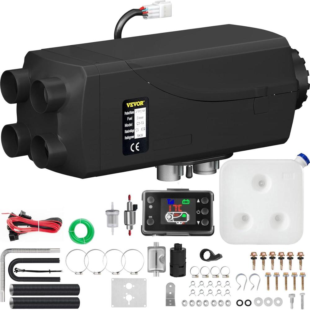 image:imageVEVOR Diesel Air Heater 12V 2KW Integrated Diesel Heater with Remote and LCD Display 10L Tank Compact Diesel Heating Solution Quick Warmup for RVs Trailers Campers Boats and Indoor UseBlack