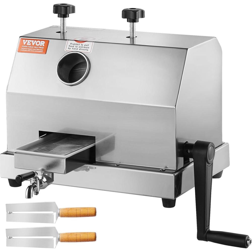 image:imageVEVOR Electric Sugar Cane Juicer 800W Sugarcane Juicer Machine with 661LBSH High Output 4 Stainless Steel Roller Auto Roller Pressure Adjustment Sugarcane Juice Press Extractor for HomeCommercial3 Rollers Manual