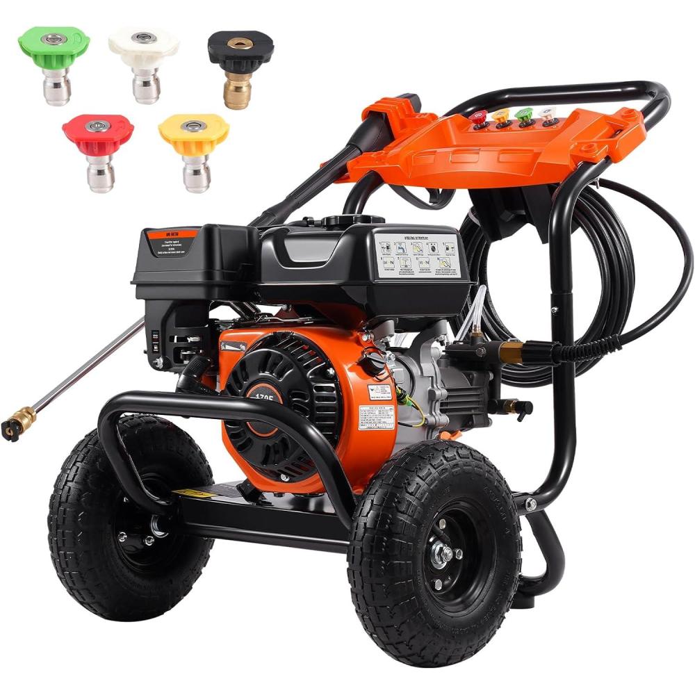image:imageVEVOR Gas Pressure Washer 3600 PSI 26 GPM Gas Powered Pressure Washer with Copper Pump Spray Gun and Extension Wand 5 Quick Connect Nozzles for Cleaning Cars Homes Driveways Patios3500PSI