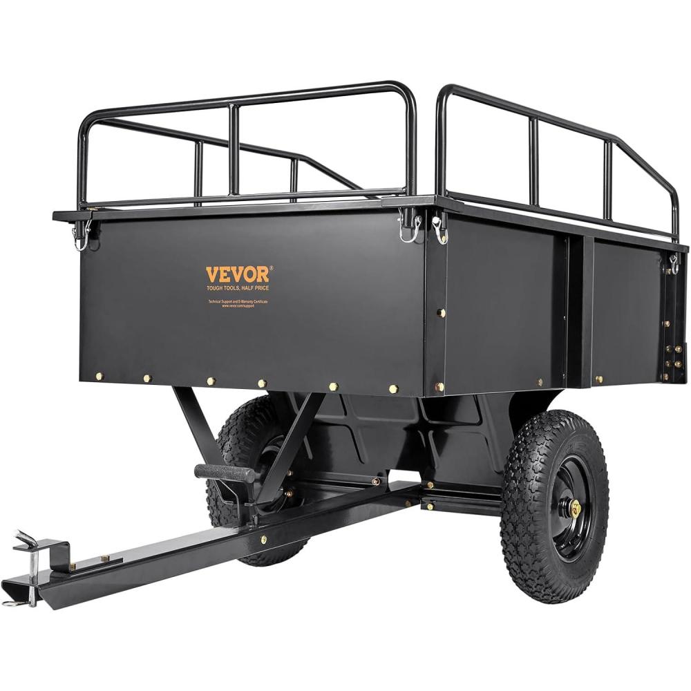 image:imageVEVOR Heavy Duty ATV Trailer Steel Dump Cart 750 lbs 15 Cubic Feet Garden Utility Trailer Yard Trailers with Removable Sides for Riding Lawn Mower Tractor750pound15cuft