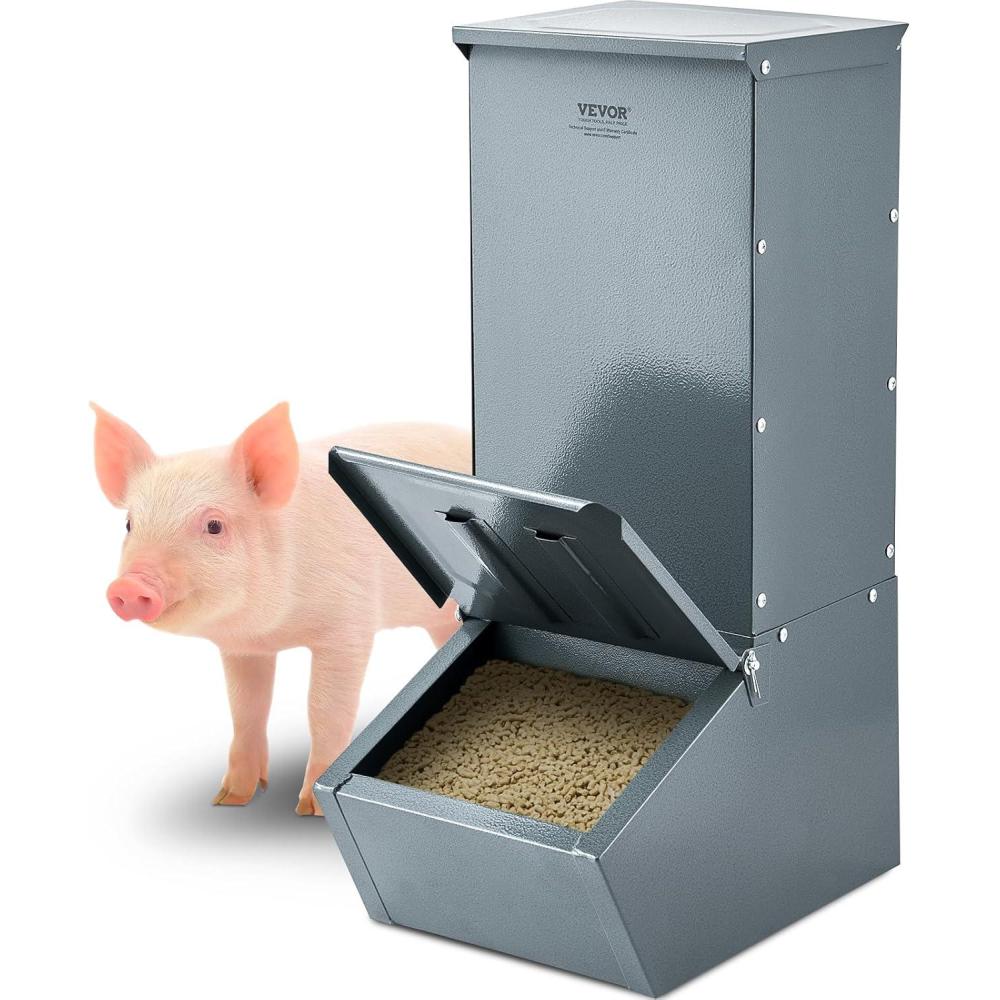 image:imageVEVOR Hog Feeder 37 Bushel Capacity Double Door Pig Feeder Heavy Duty Steel Piglets Feeder Multipurpose Trough Creep Feeder Outdoor Livestock Feeder Farm Accessory for Feeding up to 8 Hogs22 Bushel