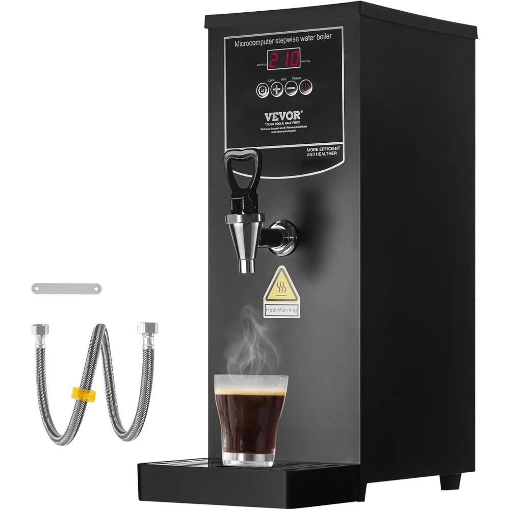 image:imageVEVOR Hot Water Dispenser Commercial Water Boiler 1500W with 316 Stainless Steel Heating Tube 50LH Stepbystep Fast Heating Electric Water Warmer for Coffee Tea Restaurant Office 15L106 Quarts
