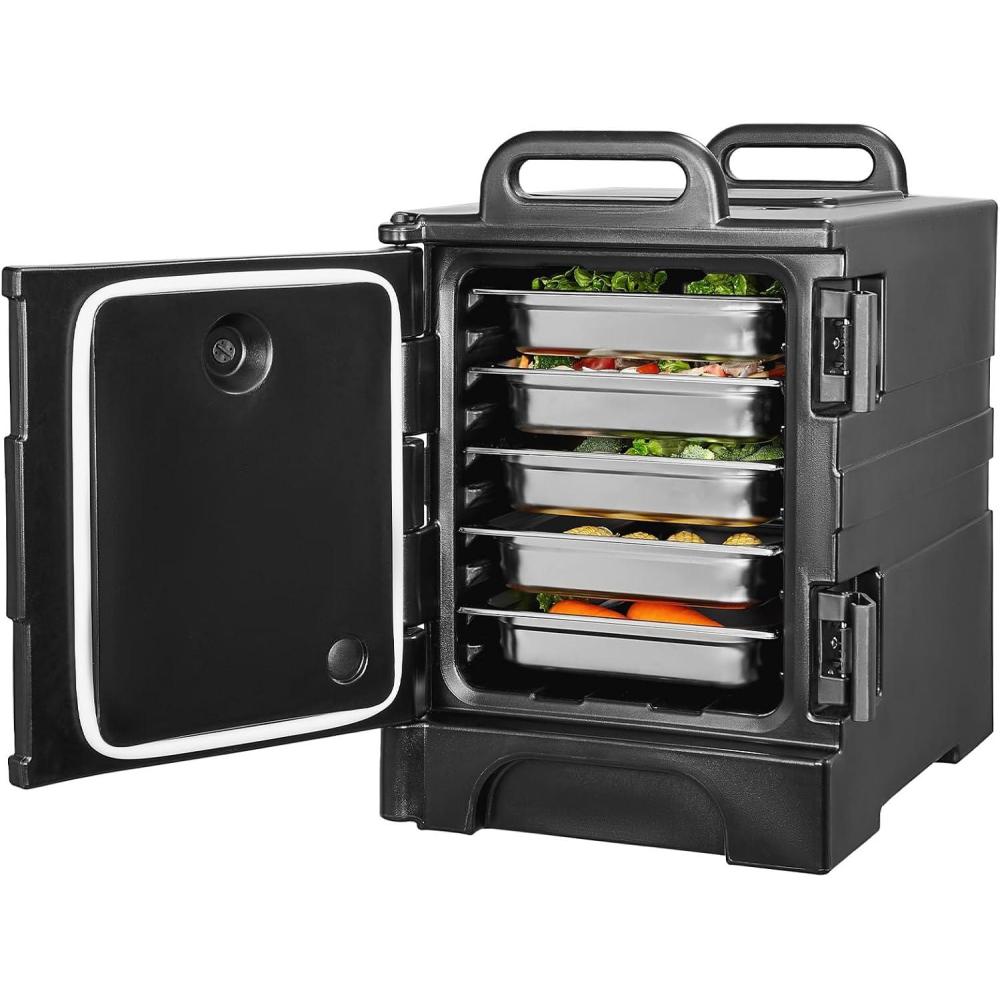 image:imageVEVOR Insulated Food Pan Carrier 81 Qt Hot Box for Catering Food Box Carrier with Double Buckles Front Loading Food Warmer with Handles Stackable End Loader for Restaurant Canteen81 Qt