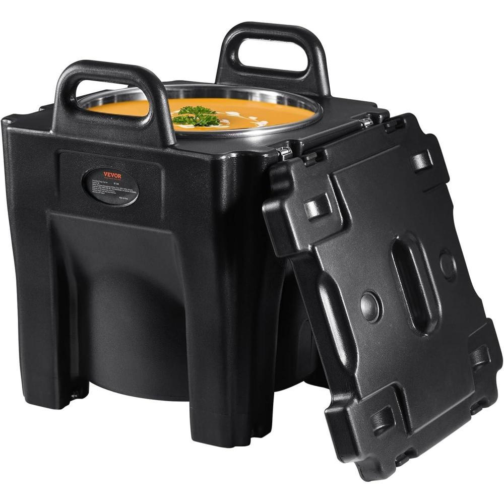 image:imageVEVOR Insulated Food Pan Carrier 95 Qt Hot Box for Catering LLDPE Food Box Carrier wDouble Buckles Front Loading Food Warmer wHandles Stackable End Loader for Restaurant Canteen etc BlackBlack