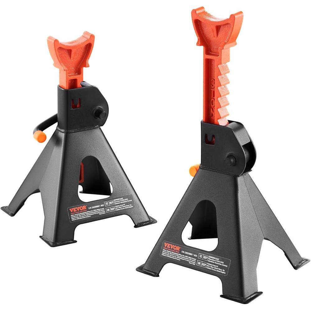 image:imageVEVOR Jack Stands 3 Ton 6000 lbs Capacity Car Jack Stands 108163 inch Adjustable Height for lifting SUV Pickup Truck Car and UTVATV Red 1 Pair3T Single Locking