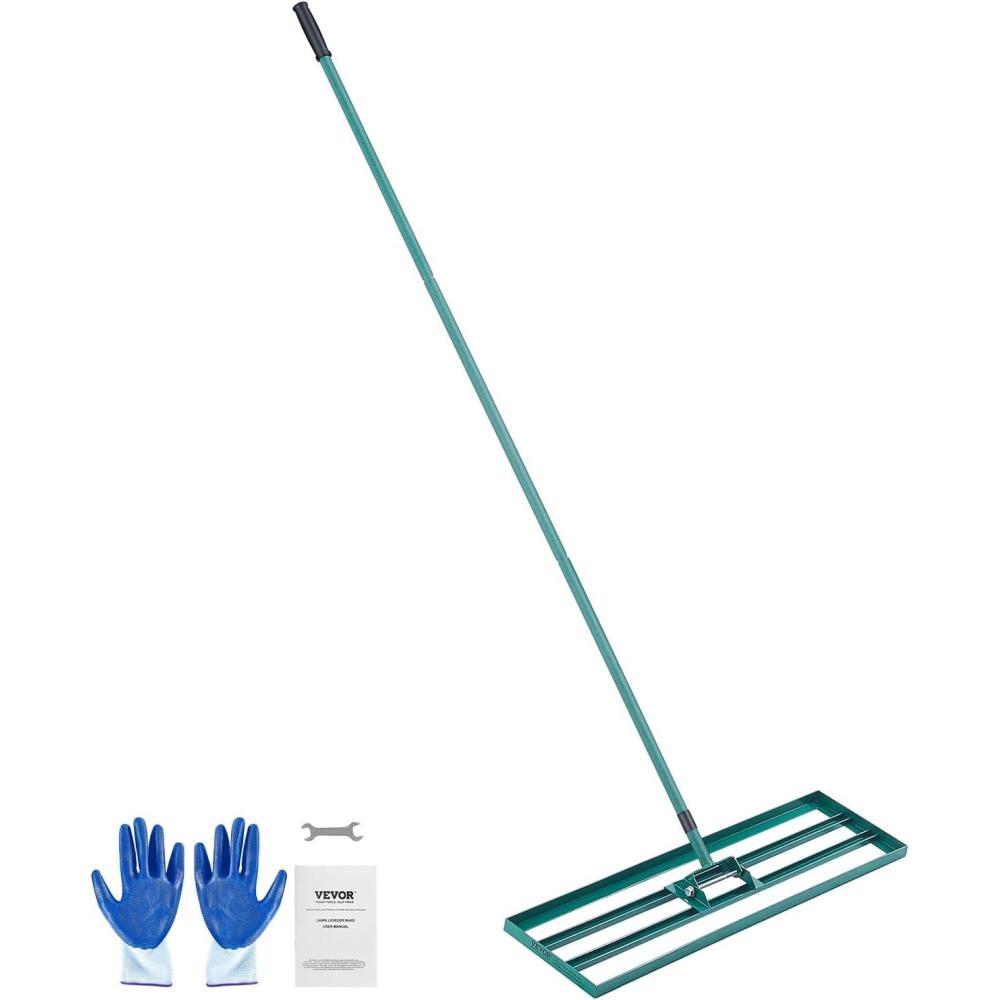 image:imageVEVOR Lawn Leveling Rake 48x10 Level Lawn Tool HeavyDuty Lawn Leveler with 78 Steel Extended Handle Yard Leveling Rake Suit for Garden Golf Lawn Farm Green36x10