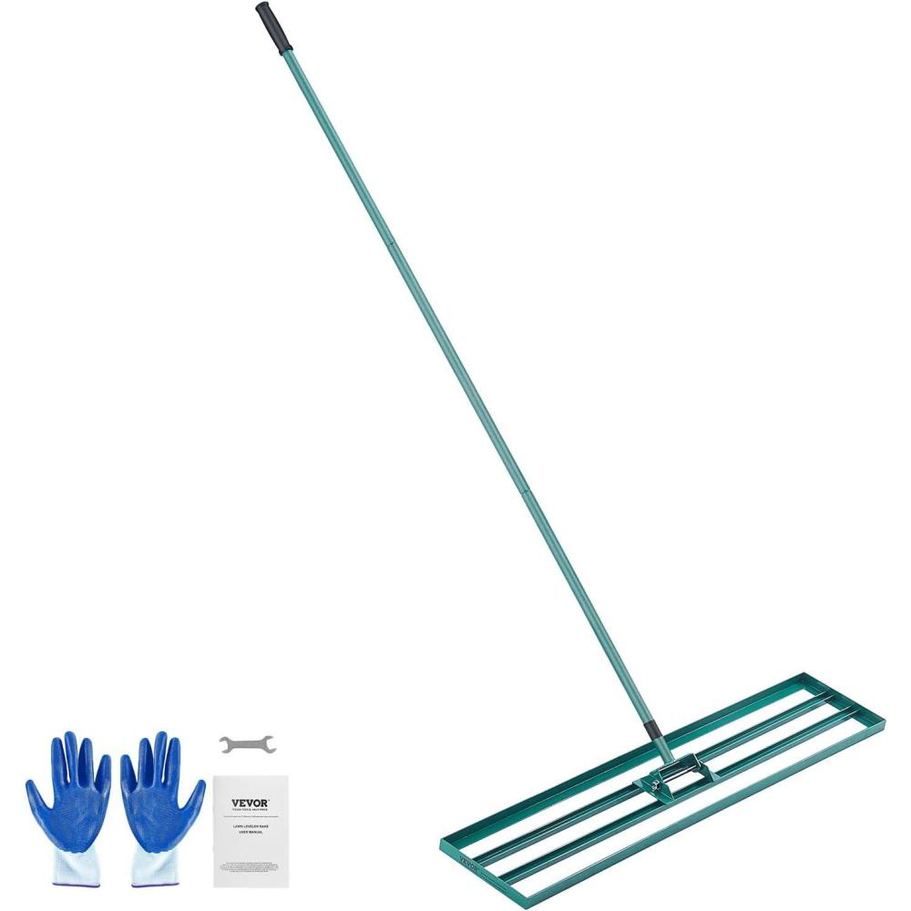 image:imageVEVOR Lawn Leveling Rake 48x10 Level Lawn Tool HeavyDuty Lawn Leveler with 78 Steel Extended Handle Yard Leveling Rake Suit for Garden Golf Lawn Farm Green48x10