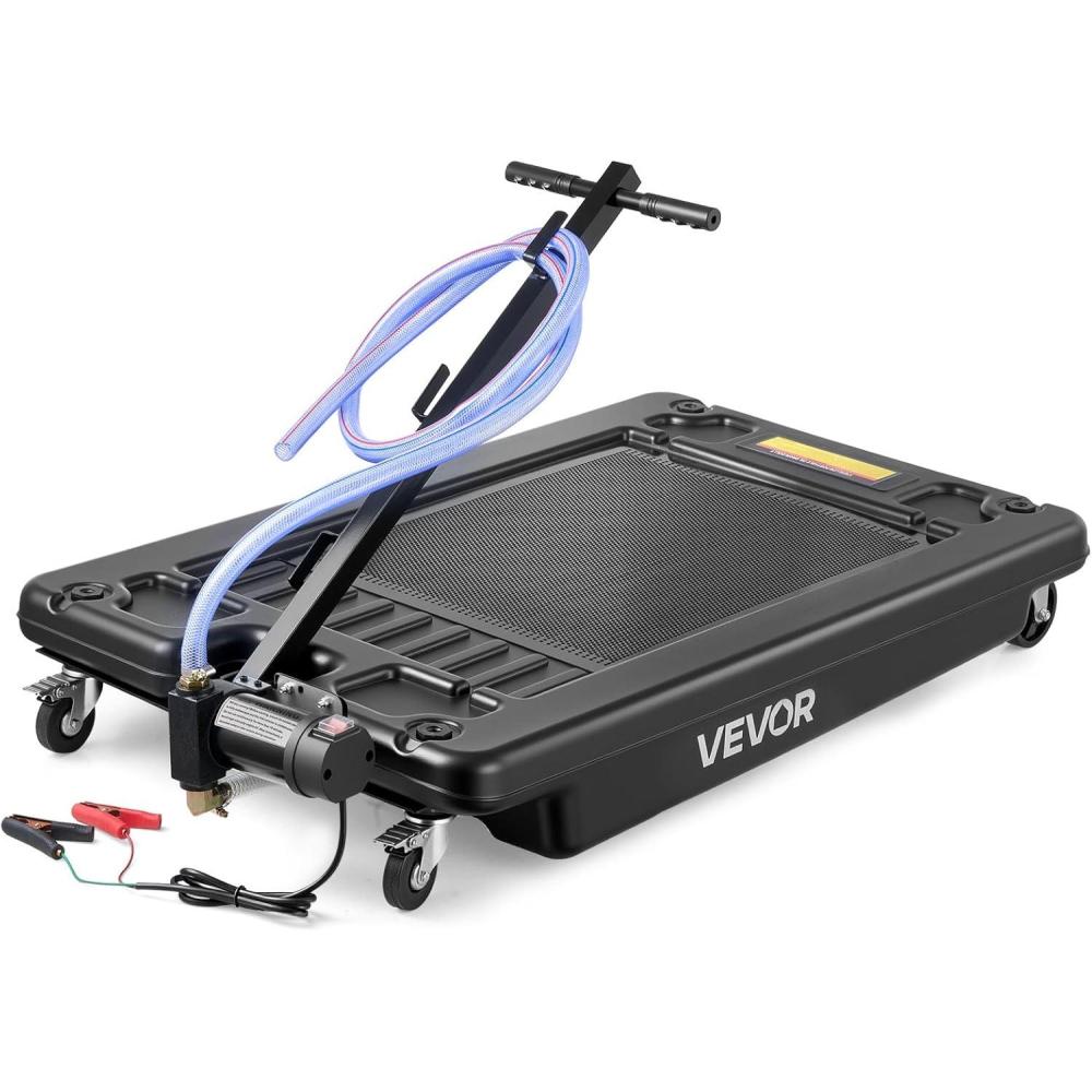image:imageVEVOR Low Profile Oil Drain Pan 25 Gal Oil Drain Pan with 110V HighFlow Electric Pump Large Capacity Oil Change Pan with 72ft Hose amp Folding Handle Rolling Oil Drain Cart for Trucks Buses RVs17 Gallon