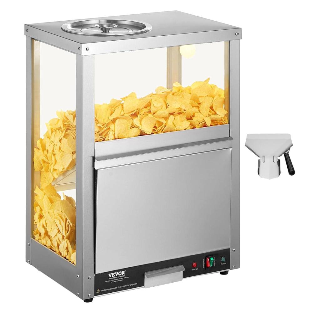image:imageVEVOR Nacho Chip Warmer 845QT Stainless Steel Machine with Warming Light Deflection Board for Popcorn Potato Chips Peanuts