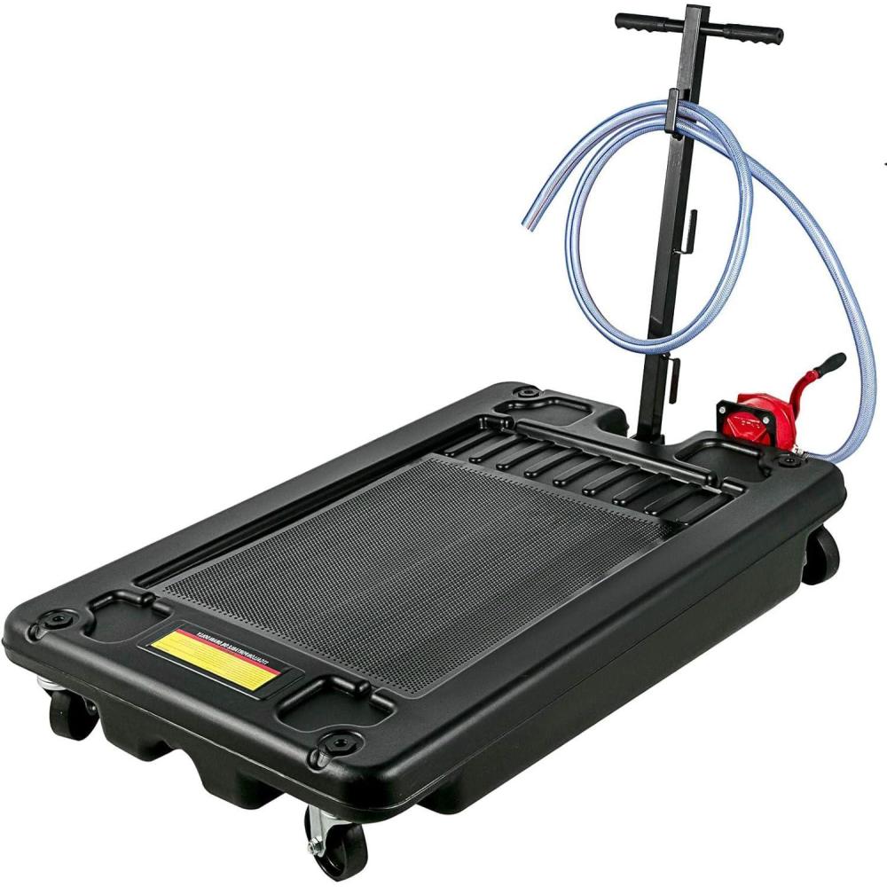 image:imageVEVOR Oil Drain Pan 18 Gallon Oil Drain Tank 68L Low Profile Oil Drain Pan Large Capacity Oil Change Pan Foldable Hand with Pump Hose Swivel Casters Wheels for Car SUV Trucks Oil Draining17 Gallon Hand Pump
