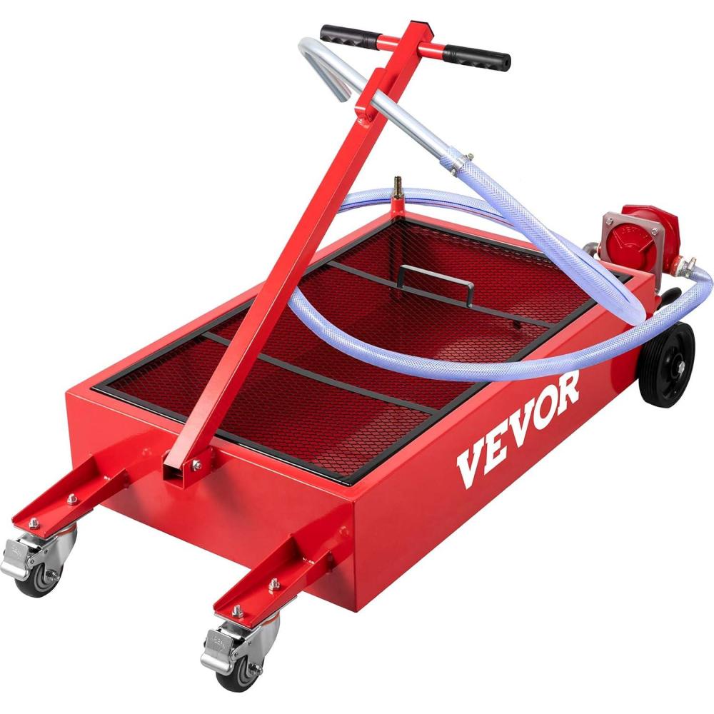 image:imageVEVOR Oil Drain Pan 18 Gallon Oil Drain Tank 68L Low Profile Oil Drain Pan Large Capacity Oil Change Pan Foldable Hand with Pump Hose Swivel Casters Wheels for Car SUV Trucks Oil Draining18 Gallon Hand Pump
