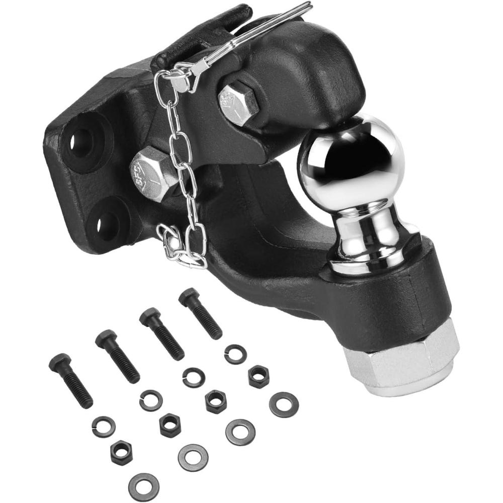 image:imageVEVOR Pintle Hook 30000 lbs Towing Capacity Trailer Hitches Receiver Hook Fits for 25 to 3inch Lunette Ring with Mounting Kit WearResistant Black Powder Coat Suitable for Various Vehicles2in 20000lbs