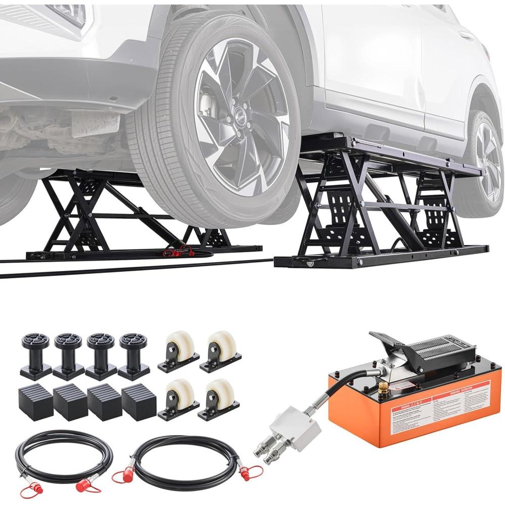 image:imageVEVOR Portable Car Lift 5000 LBS Capacity ExtendedLength Plates 256 Max Height HeavyDuty Carbon Steel Truck Lift with 120V Power Unit7000 lbs Pneumatic version
