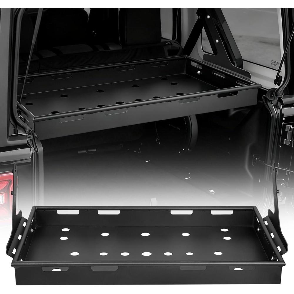 image:imageVEVOR Rear Trunk Cargo Rack with Net 20072024 Jeep Wrangler JK 4 Door hardtops 300 lbs Capacity Carbon Steel Basket Tray Interior Storage Luggage Carrier Shelf Stand OrganizerJeep JLU20182024