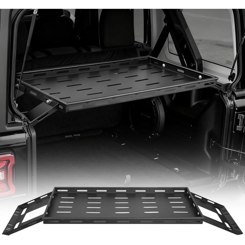 image:imageVEVOR Rear Trunk Cargo Rack with Net 20072024 Jeep Wrangler JK 4 Door hardtops 300 lbs Capacity Carbon Steel Basket Tray Interior Storage Luggage Carrier Shelf Stand OrganizerJeep JK20072024