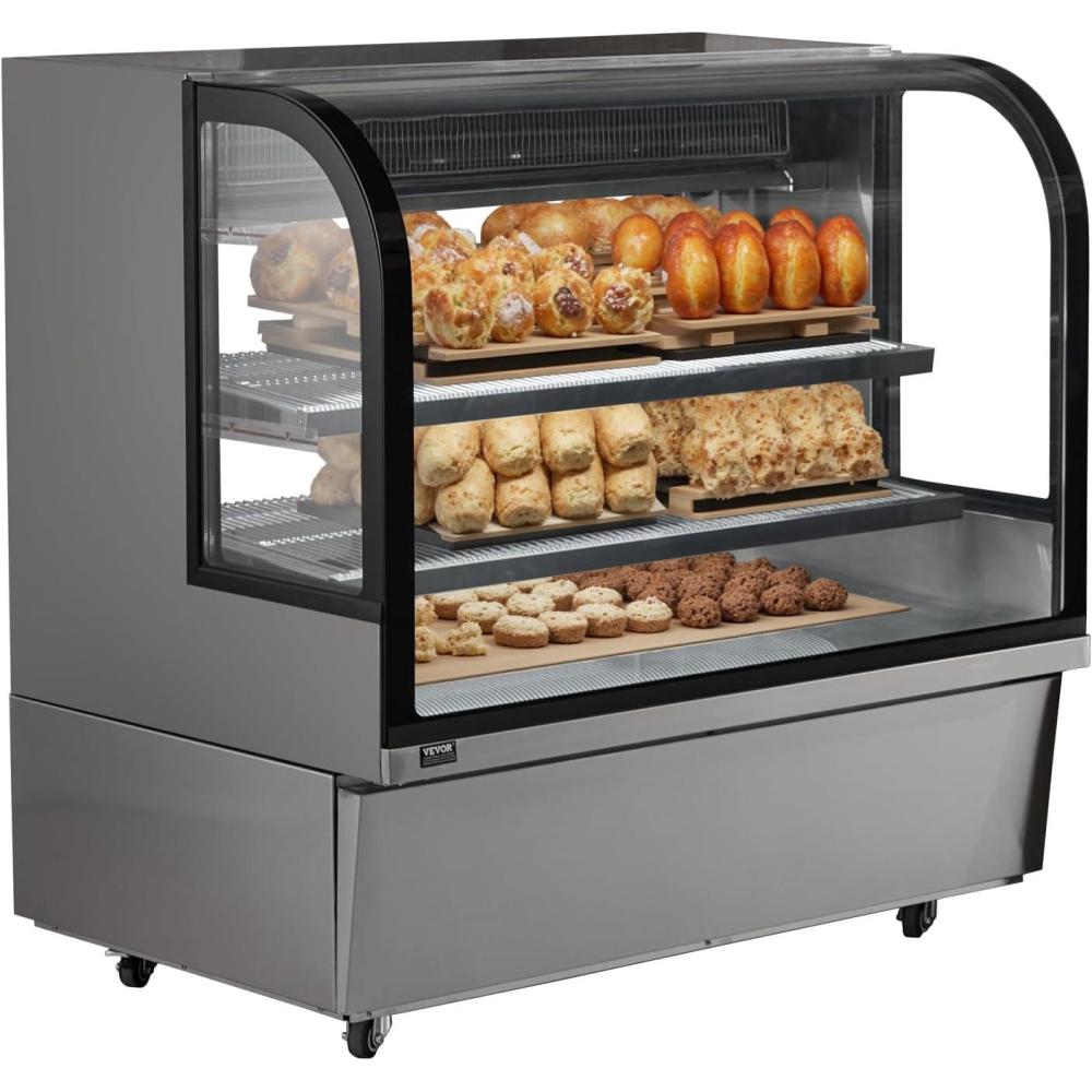 image:imageVEVOR Refrigerated Display Case 35 CuFt100L 2Tier Countertop Pastry Display Case Commercial Display Refrigerator with LED Lighting TURBO Cooling FrostFree AirCooling Rear Sliding Door18 CuFt