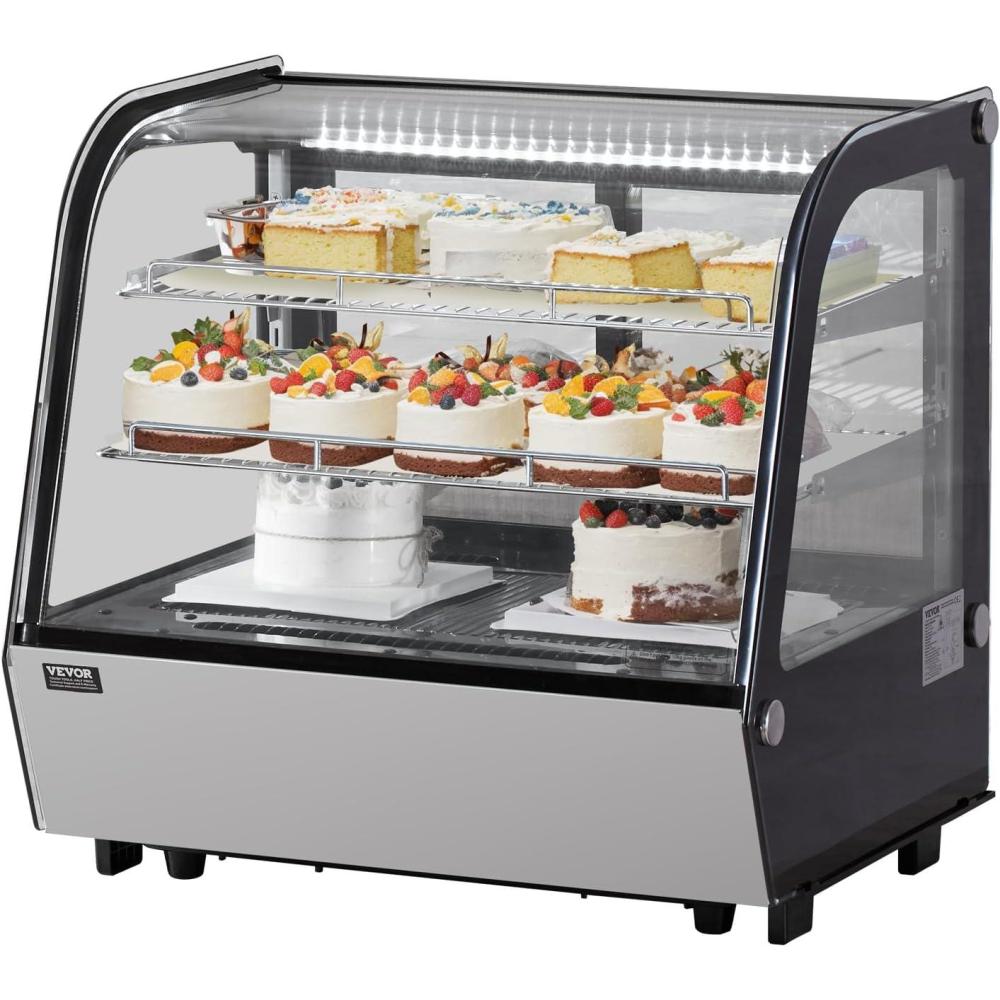 image:imageVEVOR Refrigerated Display Case 35 CuFt100L 2Tier Countertop Pastry Display Case Commercial Display Refrigerator with LED Lighting TURBO Cooling FrostFree AirCooling Rear Sliding Door42 CuFt