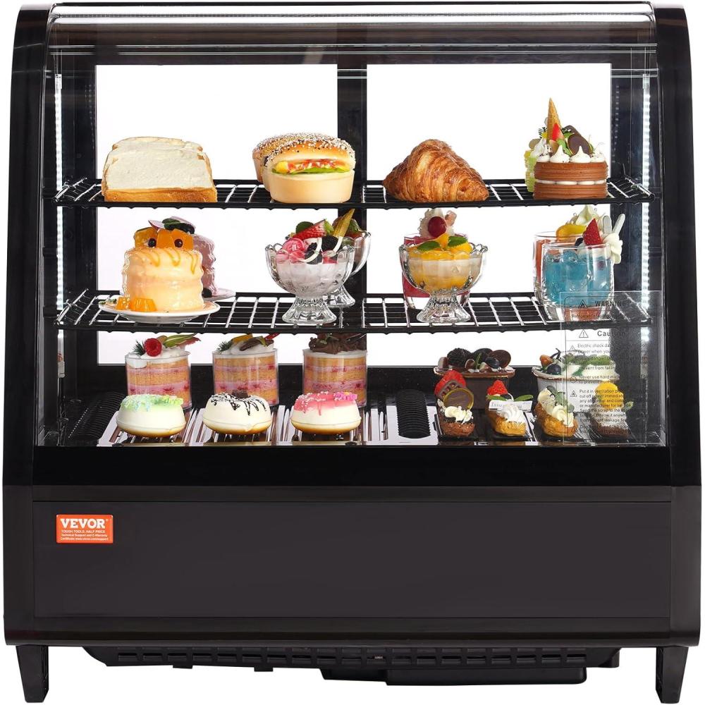 image:imageVEVOR Refrigerated Display Case 35 CuFt100L 2Tier Countertop Pastry Display Case Commercial Display Refrigerator with LED Lighting TURBO Cooling FrostFree AirCooling Rear Sliding Door35 CuFt