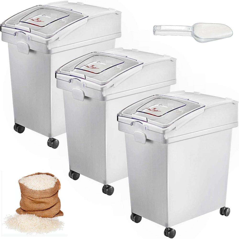 image:imageVEVOR Rice Storage Container 45Gallon20L x2 Capacity Large Dog Food Dispenser Bin Kitchen Ingredient Grain Cereal Flour Bin Pet food Containers with Wheels 2 Measuring Cups Airtight Lid 2 Pack52 Gallon3