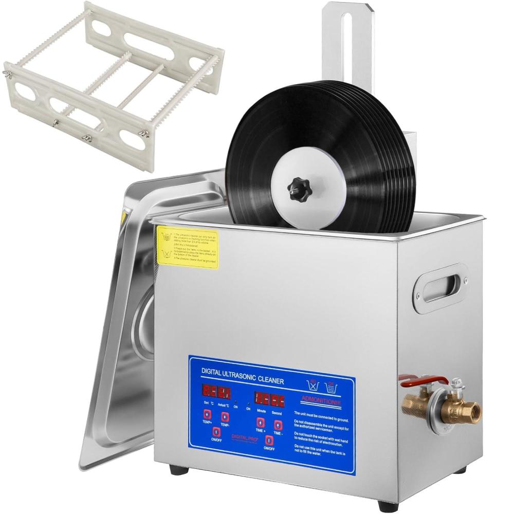 image:imageVEVOR Sonic Cleaner 6L Ultrasonic Vinyl Cleaner 712 Inch 8 Records Ultrasonic Vinyl Cleaning Machine 180W Ultrasonic Records Cleaner with Drying Rack for Home Store6LRecord Cleaner