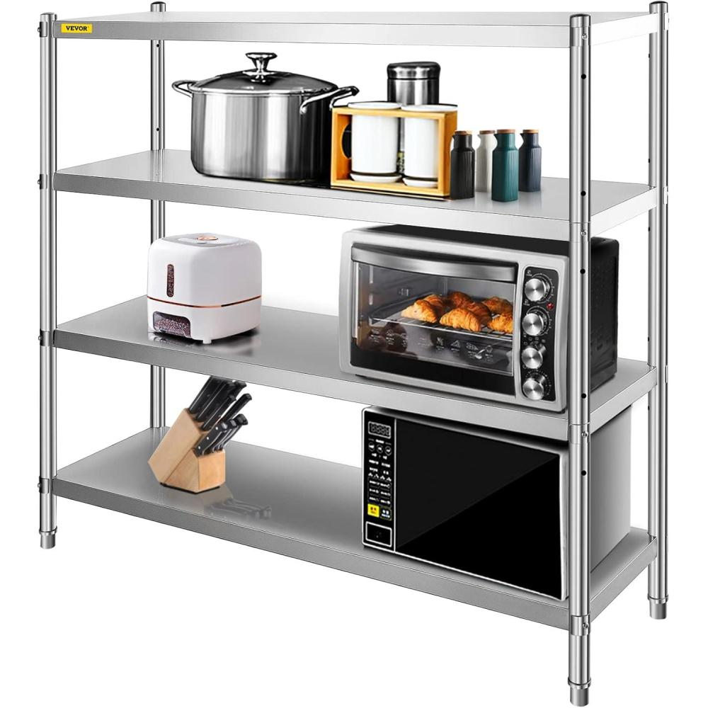 image:imageVEVOR Storage Shelf 5Tier Storage Shelving Unit Stainless Steel Garage Shelf Heavy Duty Storage Shelving 1650 Lbs Total Capacity with Adjustable Height4Tier 60x185x60