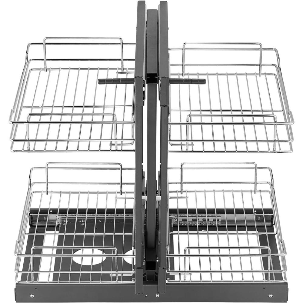image:imageVEVOR Swing Left Blind Corner Cabinet Pull Out Organizer for 36 inch Width Blind Cabinet 2 Tier Height Adjustable Swing Tray Soft Close Kitchen Cloud Blind Organizer Left Open2 Tier Left Right Open Compatible