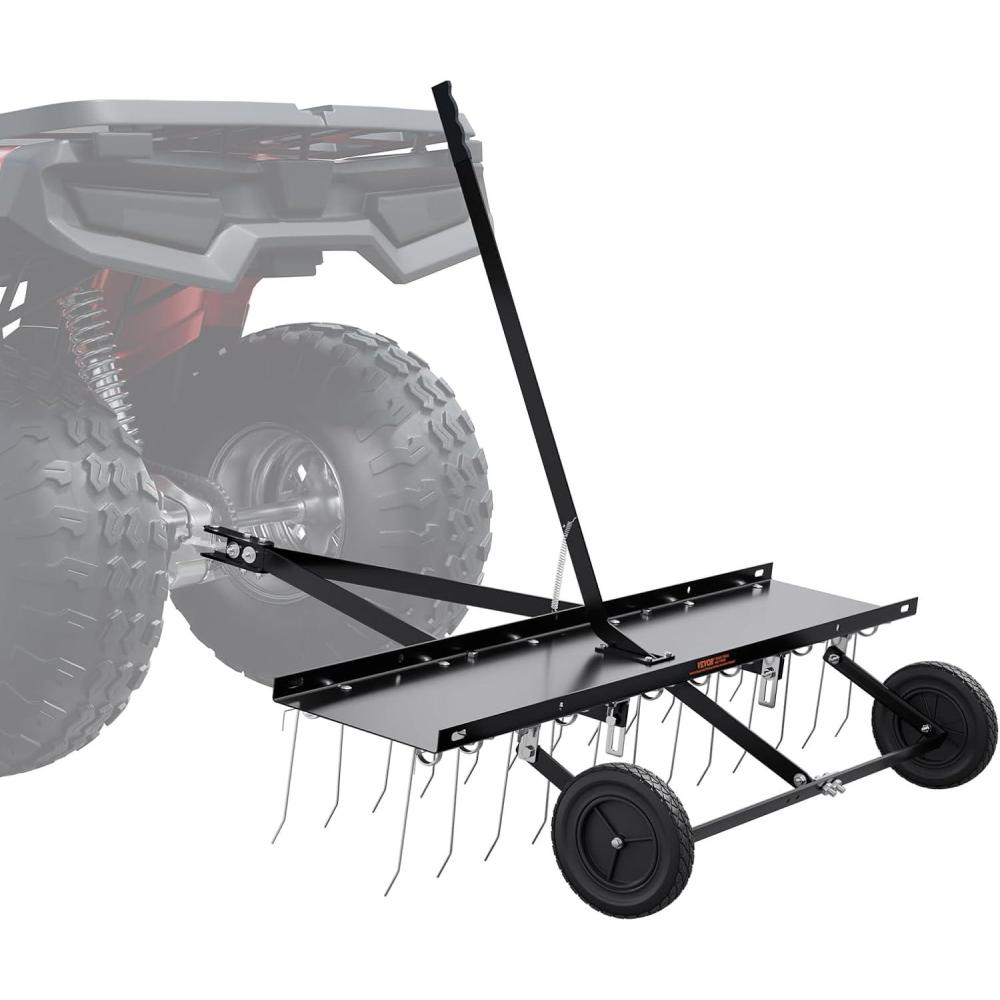 image:imageVEVOR Tow Behind Dethatcher 60inch Tow Dethatcher with 32 Steel Tines 3Point Lawn Dethatcher Rake with Attachments for Tractor Landscape Rake for Garden Farm Grass48Tow Dethatcher