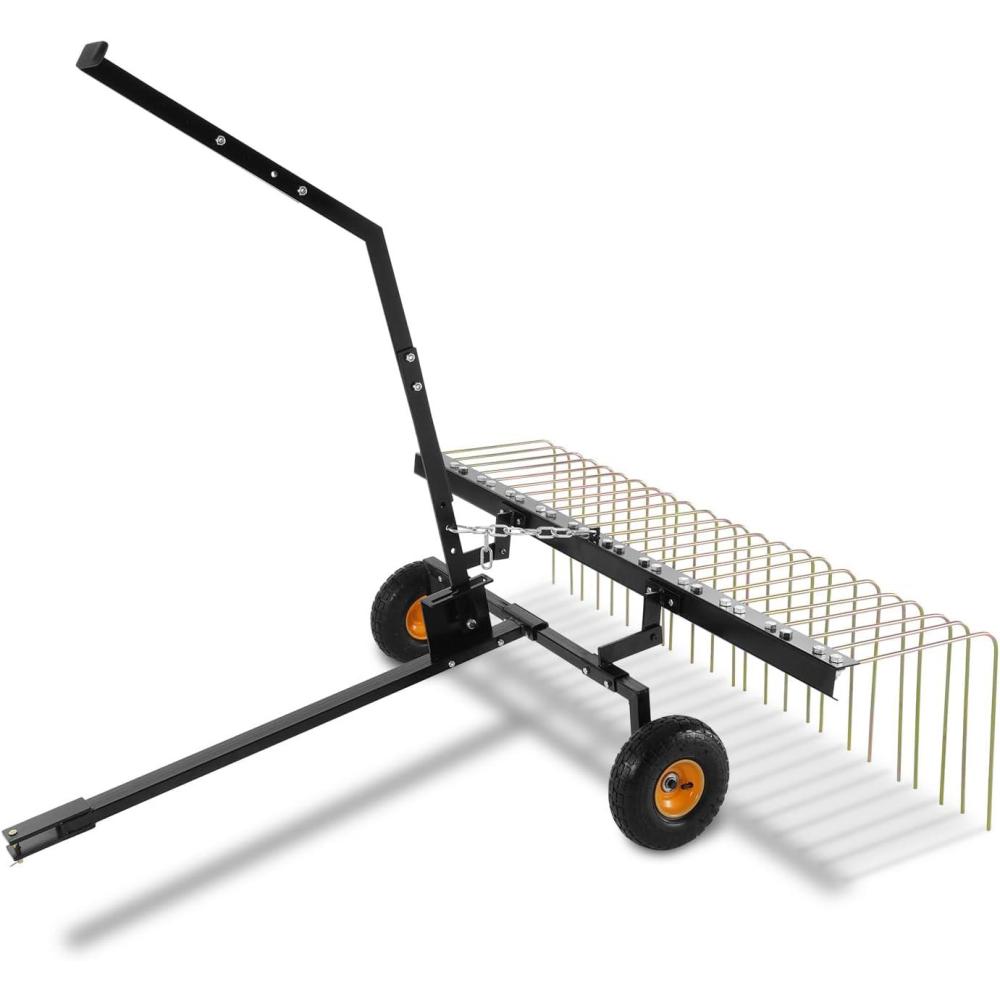 image:imageVEVOR Tow Behind Dethatcher 60inch Tow Dethatcher with 32 Steel Tines 3Point Lawn Dethatcher Rake with Attachments for Tractor Landscape Rake for Garden Farm Grass60Tow Dethatcher