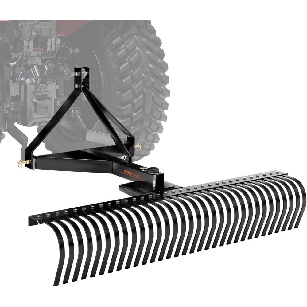 image:imageVEVOR Tow Behind Dethatcher 60inch Tow Dethatcher with 32 Steel Tines 3Point Lawn Dethatcher Rake with Attachments for Tractor Landscape Rake for Garden Farm Grass60Dethatcher with 3point Attachments