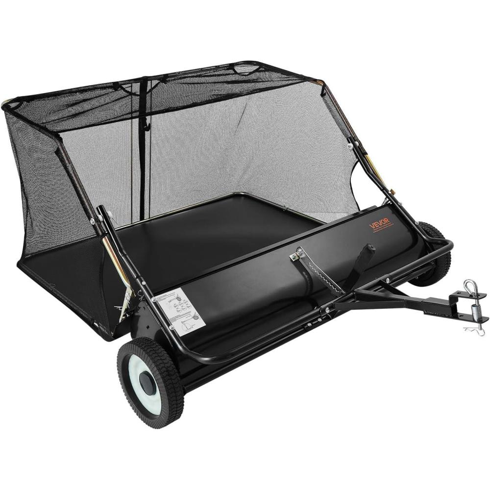 image:imageVEVOR Tow Behind Lawn Sweeper 44 in Pull Behind Lawn Sweeper 25 cu ft Large Capacity Leaf amp Grass Collector Heavy Duty Garden Sweeper with Adjustable Sweeping Height for Yard Lawn Farm48 Inch