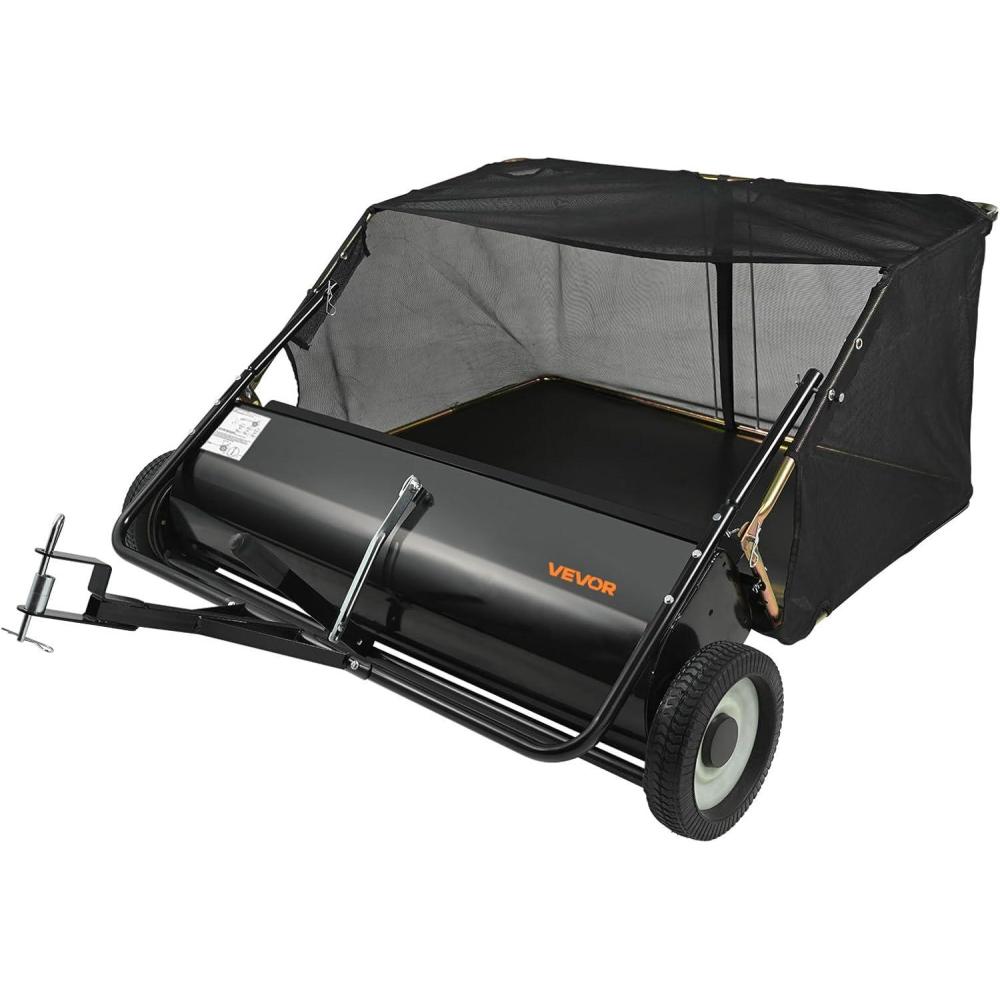 image:imageVEVOR Tow Behind Lawn Sweeper 44 in Pull Behind Lawn Sweeper 25 cu ft Large Capacity Leaf amp Grass Collector Heavy Duty Garden Sweeper with Adjustable Sweeping Height for Yard Lawn Farm44 Inch