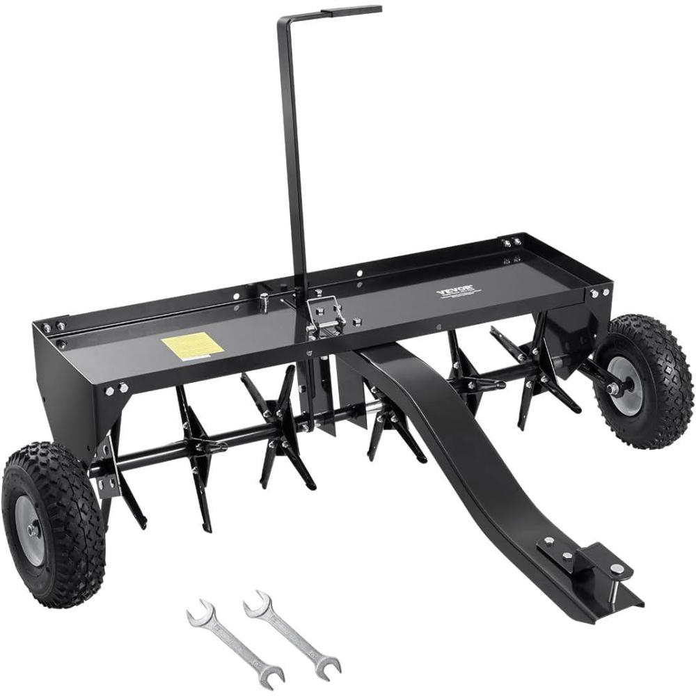 image:imageVEVOR Tow Behind Plug Aerator 40Inch Tow Behind Lawn Plug Aerator with Universal Hitch Pull Behind Aerator with Iron Spikes Alternately Arranged Lawn Aerator Tow Behind for Gardens Lawns FarmsTow Behind