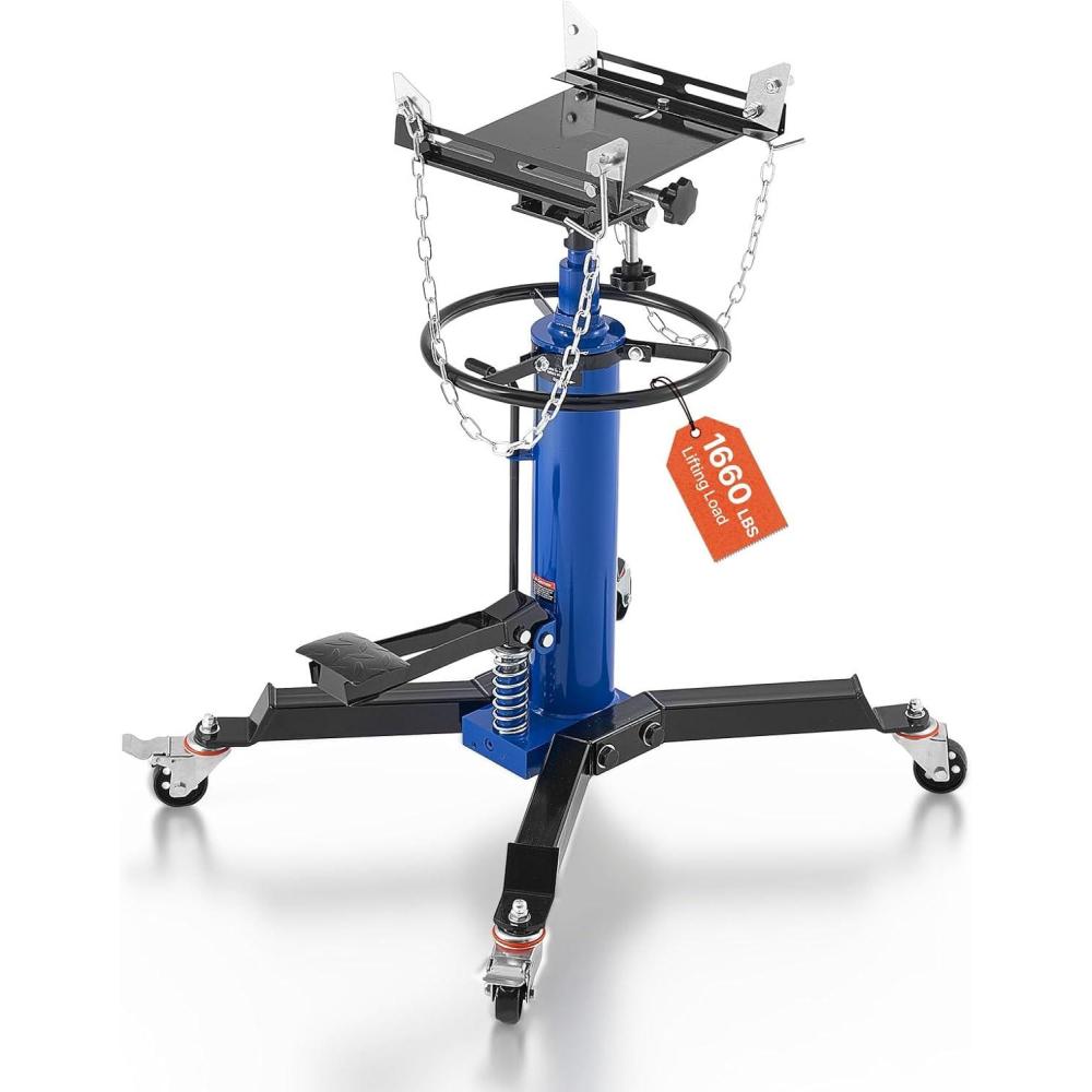 image:imageVEVOR Transmission Jack 3367 High Lift 1100 lbs Hydraulic Telescoping Transmission Jack 2Stage Transmission Stand 12 Ton Capacity with Foot Pedal 360 Swivel Wheel GarageShop Lift HoistsingleStage 1660 LBS