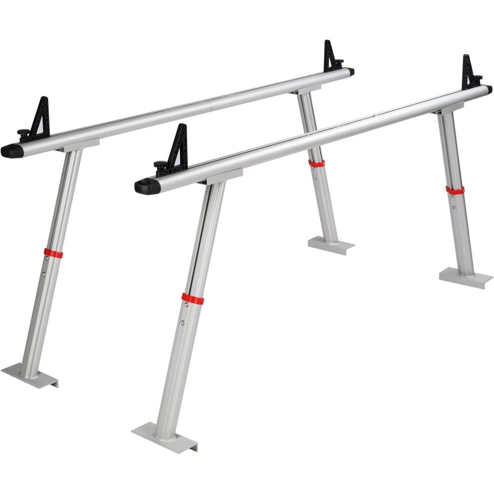 image:imageVEVOR Truck Rack 800 lbs Capacity 71x32 Aluminum Ladder Rack for Truck with 8 NonDrilling CClamps Heavy Duty Truck Bed Rack TwoBar Set for Kayak Surfboard Lumber LadderHeight Adjustable