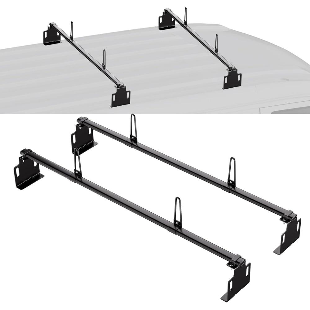 image:imageVEVOR Van Roof Ladder Racks  60 HeavyDuty Steel Racks 500 lbs Capacity Universal Midsize amp Small Van Roofs 2 Bars