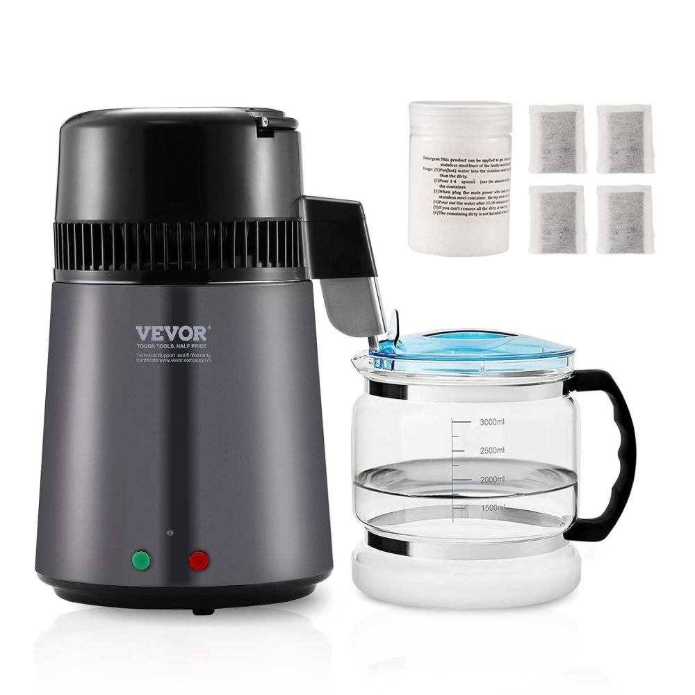 image:imageVEVOR Water Distiller 4L 105 Gallon Pure Water Distilling for Home Countertop 750W Distilled Water Maker 304 Stainless Steel Interior Stiller Water Making Machine to Make Clean Water BlackGrey