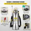 Happybuy 3 Gallon Stainless Steel Sprayer, 20″ Wand & 3FT Reinforced Hose, Hand Pump Sprayer with Pressure Gauge, Safety Valve & Adjustable Nozzle, Weed Sprayers for Lawn, Gardening & Sanitizing(3 Gallon)