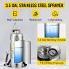 Happybuy 3 Gallon Stainless Steel Sprayer, 20″ Wand & 3FT Reinforced Hose, Hand Pump Sprayer with Pressure Gauge, Safety Valve & Adjustable Nozzle, Weed Sprayers for Lawn, Gardening & Sanitizing(3.5 Gallon)