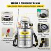 Happybuy 3 Gallon Stainless Steel Sprayer, 20″ Wand & 3FT Reinforced Hose, Hand Pump Sprayer with Pressure Gauge, Safety Valve & Adjustable Nozzle, Weed Sprayers for Lawn, Gardening & Sanitizing(1 Gallon)