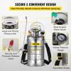 Happybuy 3 Gallon Stainless Steel Sprayer, 20″ Wand & 3FT Reinforced Hose, Hand Pump Sprayer with Pressure Gauge, Safety Valve & Adjustable Nozzle, Weed Sprayers for Lawn, Gardening & Sanitizing(1.5 Gallon)