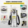 Happybuy 3 Gallon Stainless Steel Sprayer, 20″ Wand & 3FT Reinforced Hose, Hand Pump Sprayer with Pressure Gauge, Safety Valve & Adjustable Nozzle, Weed Sprayers for Lawn, Gardening & Sanitizing(2 Gallon)
